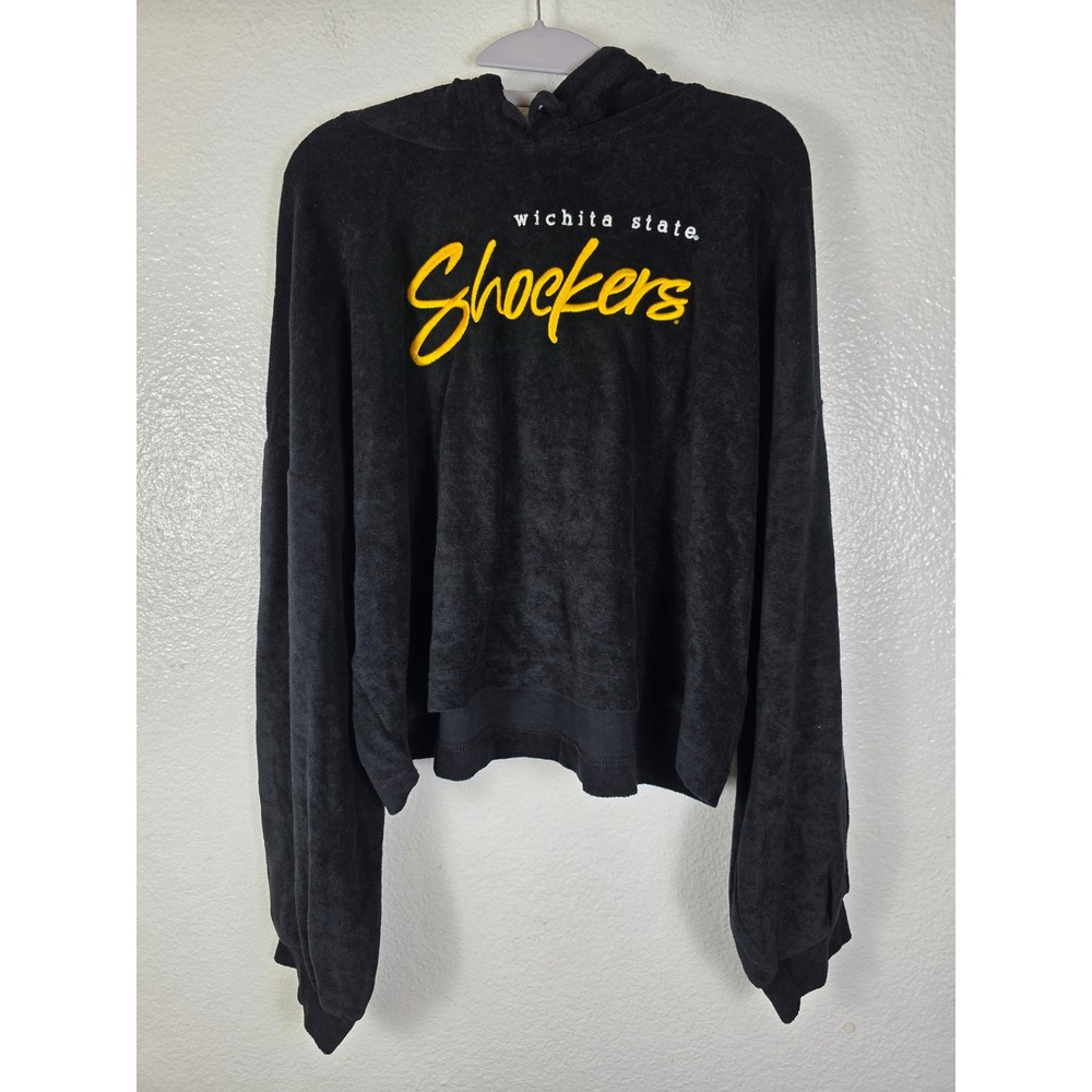 Rivalry Threads Wichita State Shockers Black Terry Cloth Cropped Hoodie Womens L